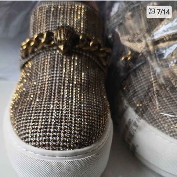 Kurt Geiger Textured Brown Slip-Ons with Gold Accent - Picture 1 of 14